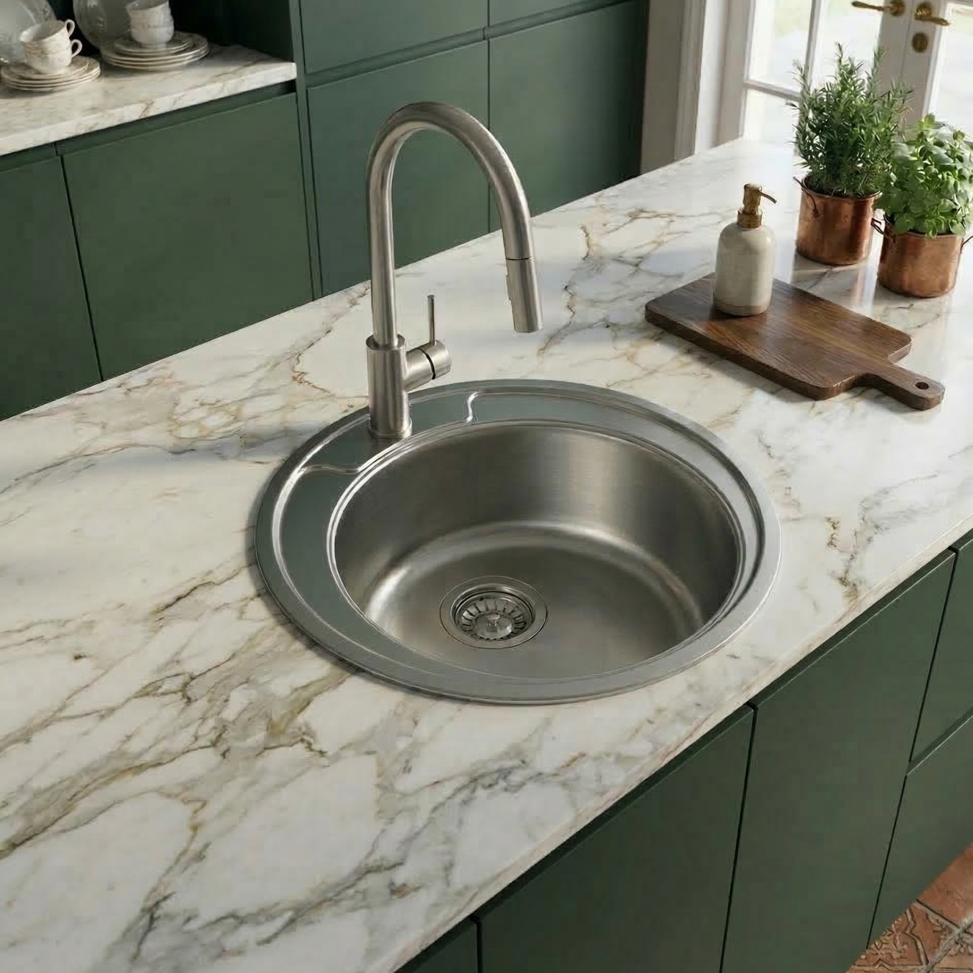 EVIER INOX INGENA ROND D480