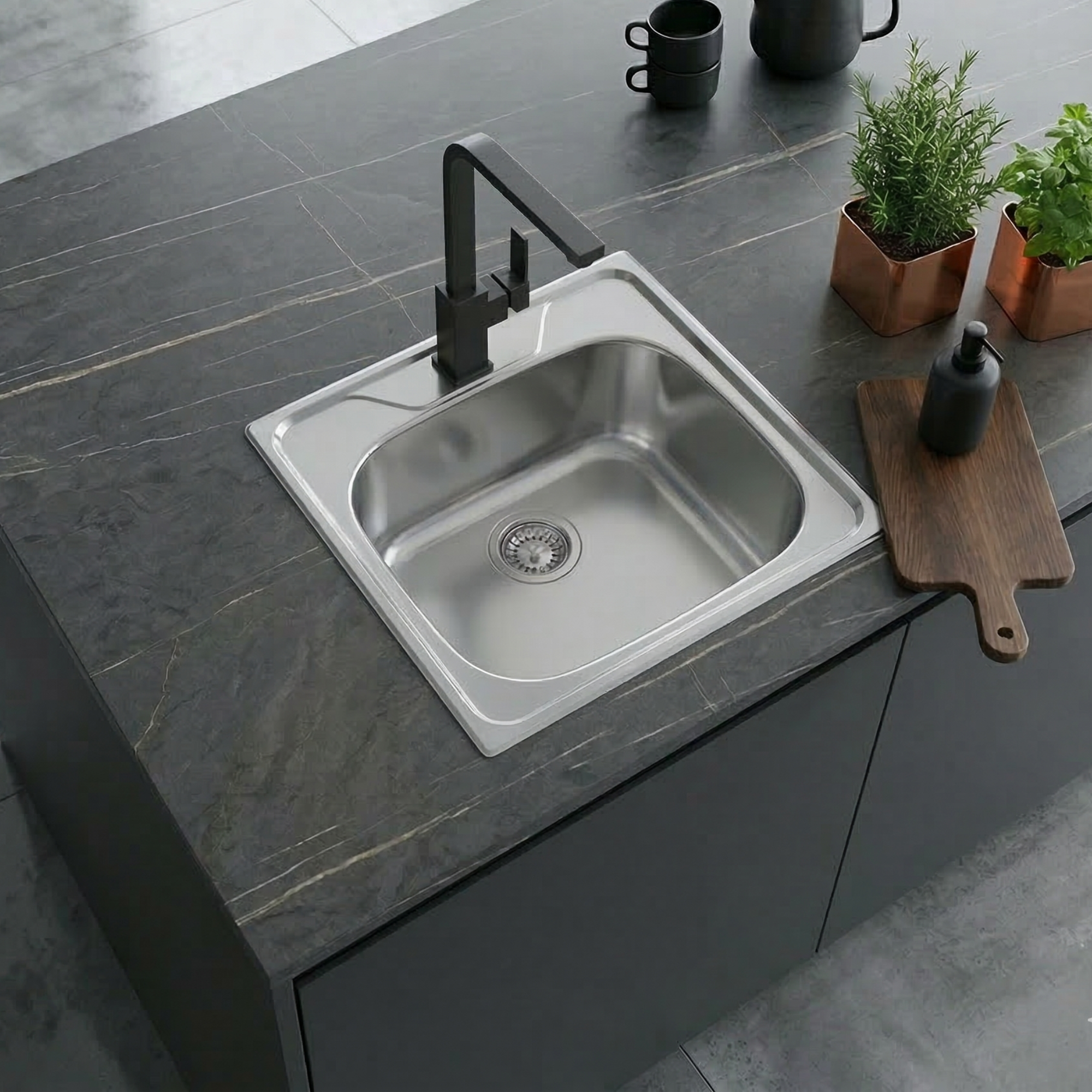 EVIER INOX INGENA CARRE 480X480