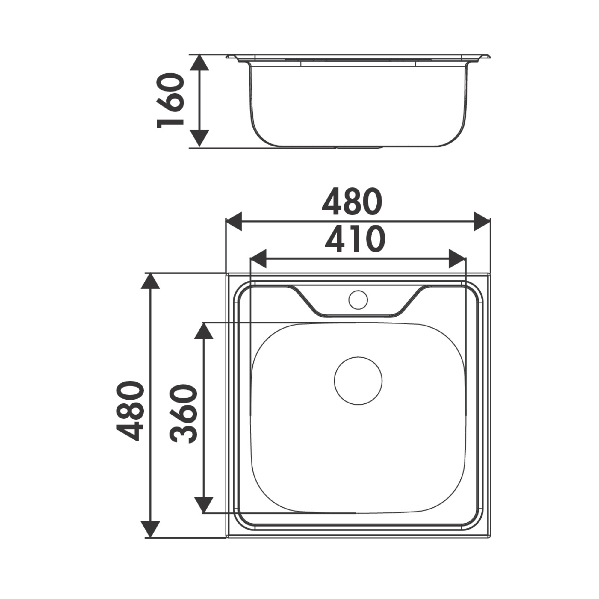 EVIER INOX INGENA CARRE 480X480