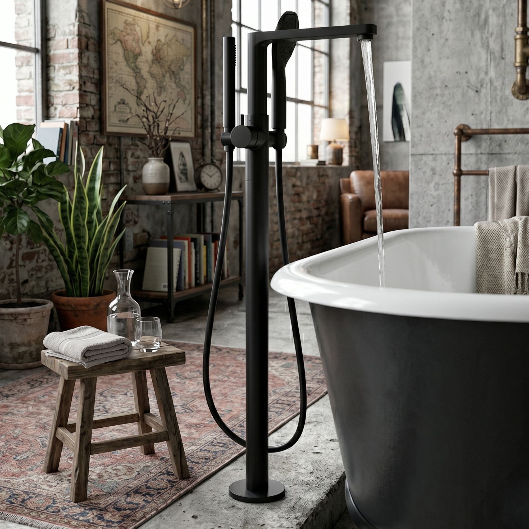 MITIGEUR BAIGNOIRE SUR PIEDS INFINITY NOIR MAT
