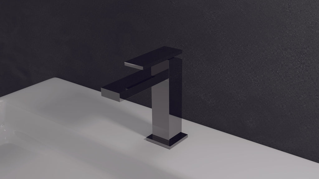 PLANE MITIGEUR LAVABO CHROME NOIR BRILLANT 