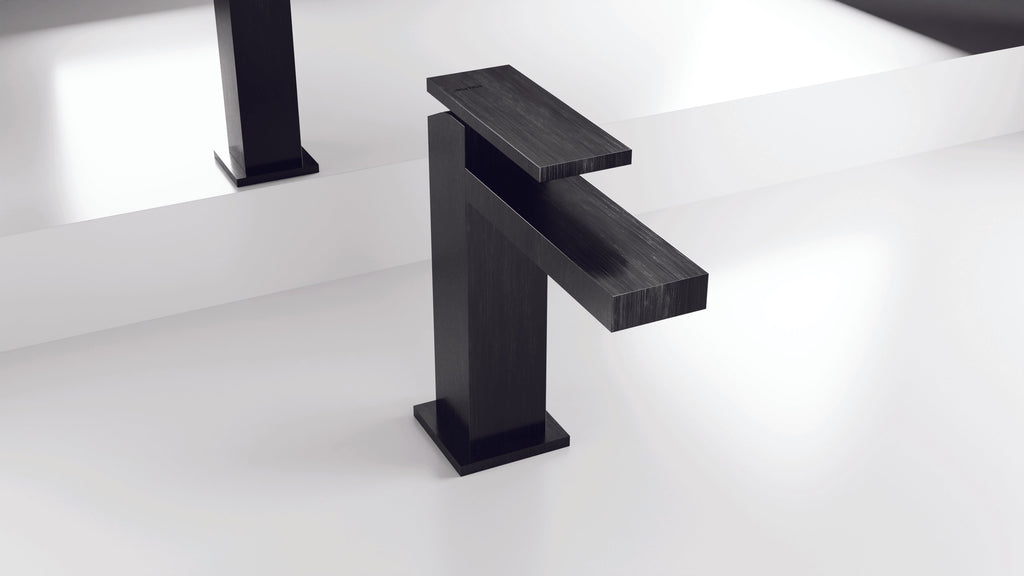 PLANE MITIGEUR LAVABO CHROME NOIR BROSSEE