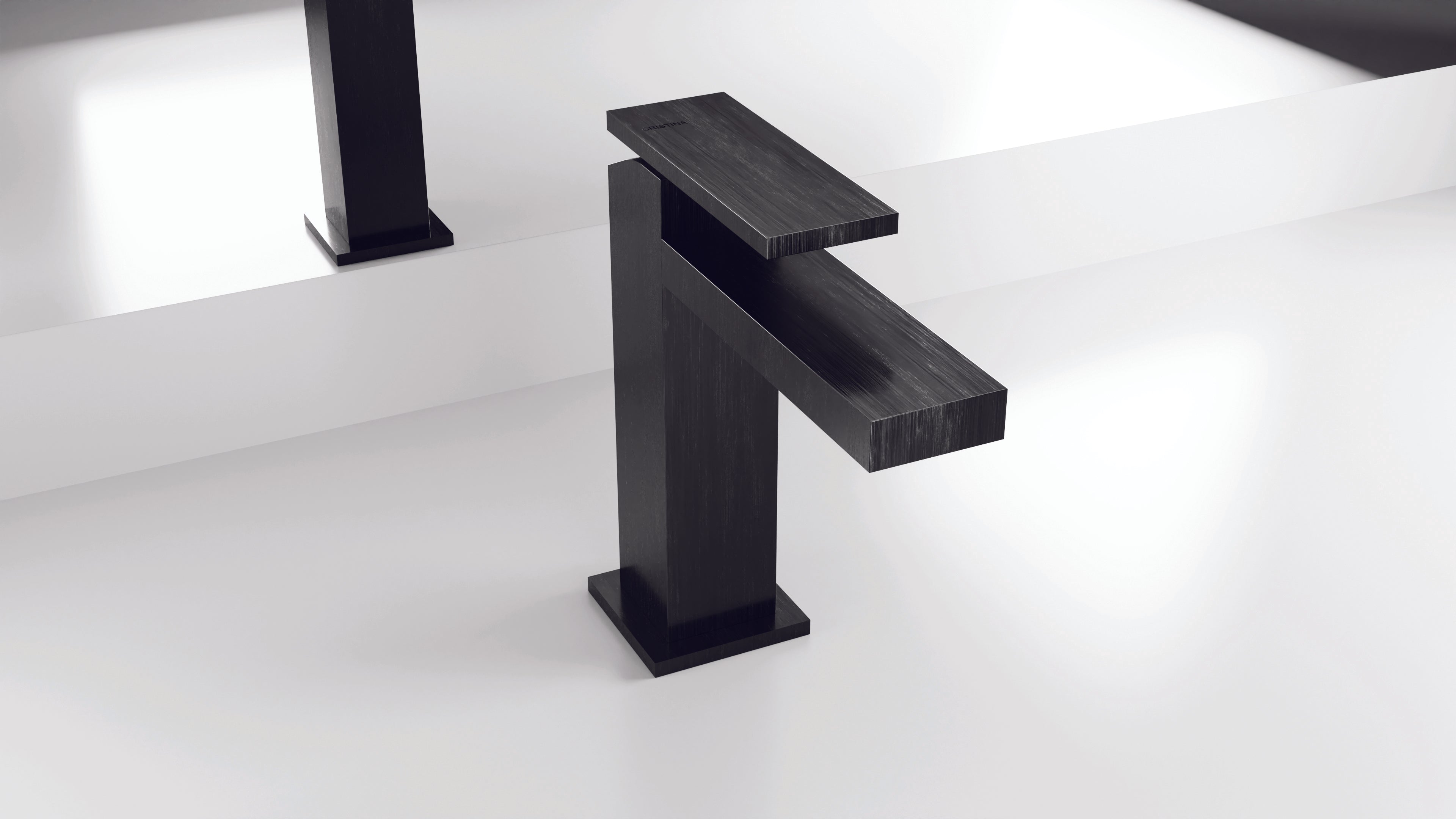 PLANE MITIGEUR LAVABO CHROME NOIR BROSSEE