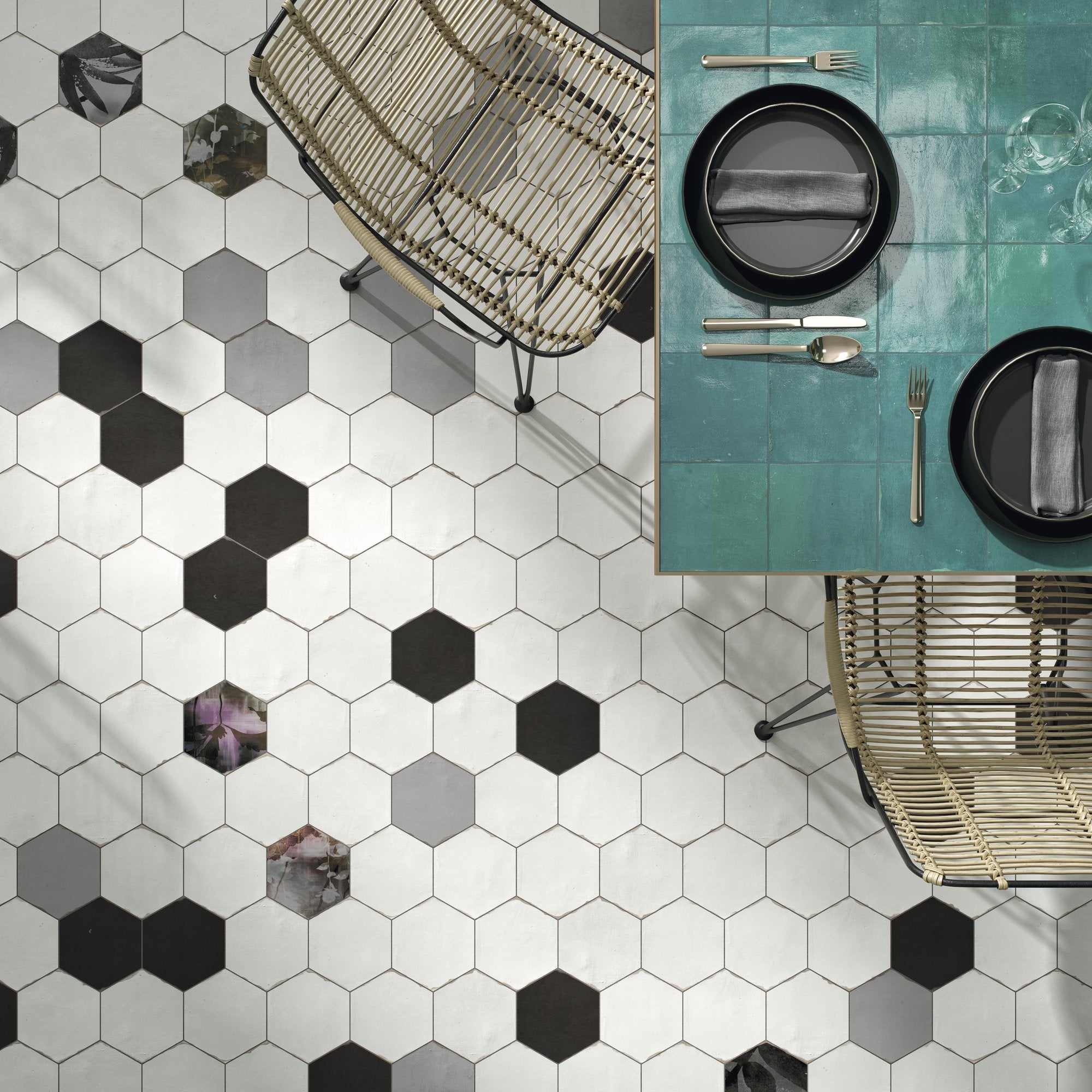 13,9X16 zellige medina hexagone blanc