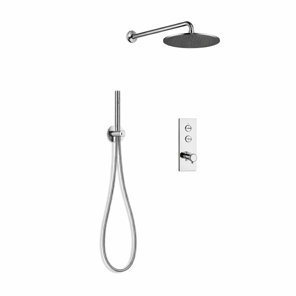 PACK DOUCHE ENCASTRE THERMO FLOW CHROME + POMME DOUCHE 300