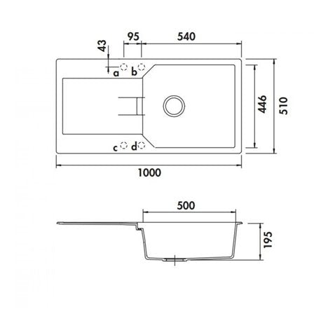 EVIER CRISTALITE URBANA 1000X510 NOIR GRAND BAC