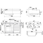 EVIER TIMBRE D'OFFICE CERAMIQUE CHARLES 900X610 BLANC