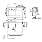 EVIER TIMBRE D'OFFICE SYNTHESE QUARTZ SIROKA 900X610 GRIS