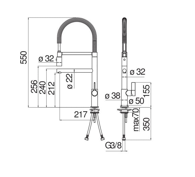 MITIGEUR CUISINE COOK DOUCHETTE 2 JETS CHROME