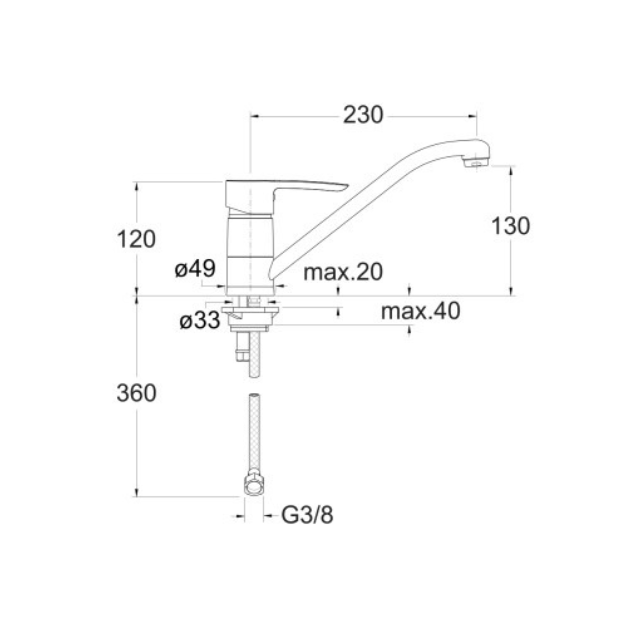 MITIGEUR CUISINE DAYLIGHT CHROME