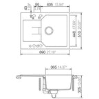 EVIER CRISTALITE URBANA 690X510 BLANC