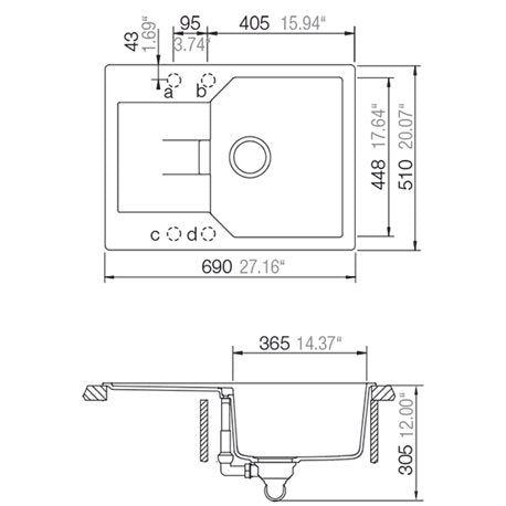 EVIER CRISTALITE URBANA 690X510 BLANC