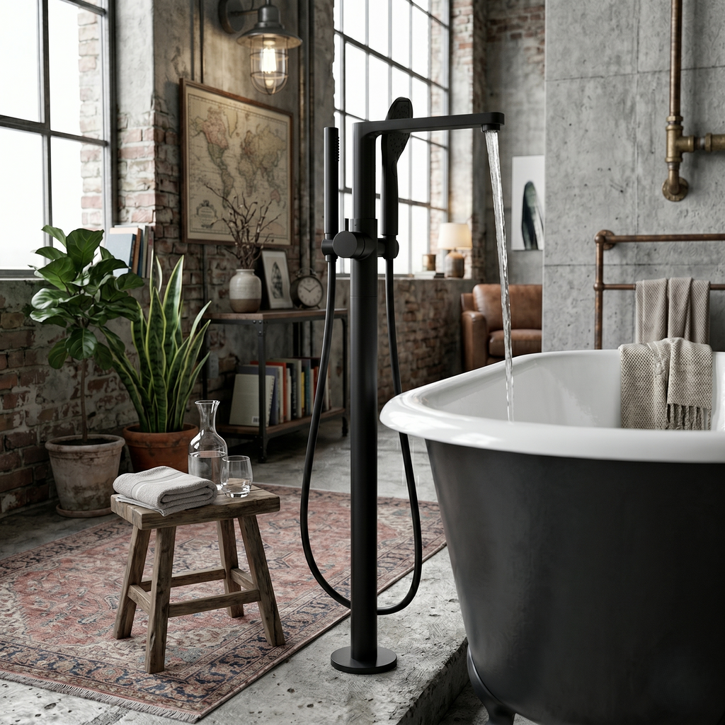MITIGEUR BAIGNOIRE SUR PIEDS INFINITY NOIR MAT