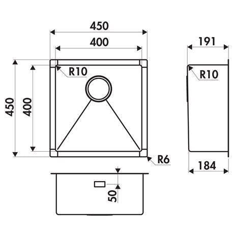 CUVE PISARO 450X450 INOX LISSE VIDAGE TIRETTE SATINEE N°7