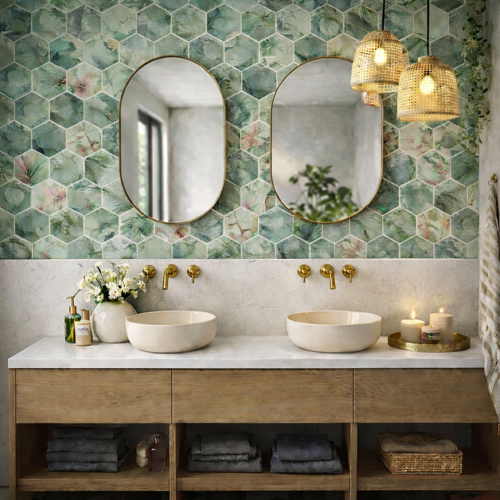 13,9X16 Décor 3 zellige medina decors hexagone turquoise mix